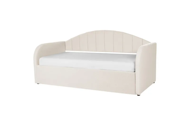 Dagbädd Beliani Eyburie med lamellram Beige, Bouclé Beige - Møbler - Senger - Gjesteseng & ekstraseng - Uttrekkbar seng