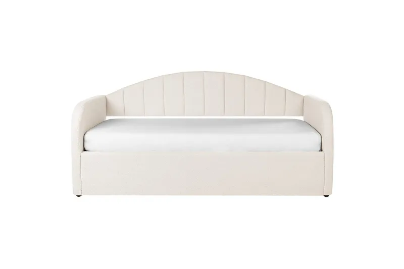 Dagbädd Beliani Eyburie med lamellram Beige, Bouclé Beige - Møbler - Senger - Gjesteseng & ekstraseng - Uttrekkbar seng