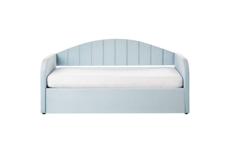 Dagbädd Beliani Eyburie med lamellram Beige, Bouclé blue - Møbler - Senger - Gjesteseng & ekstraseng - Uttrekkbar seng