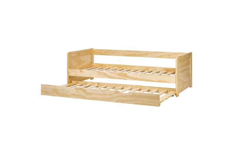 Dagbädd Beliani Gravelines med lamellram Ljus Trä Light wood - Møbler - Senger - Gjesteseng & ekstraseng - Uttrekkbar seng