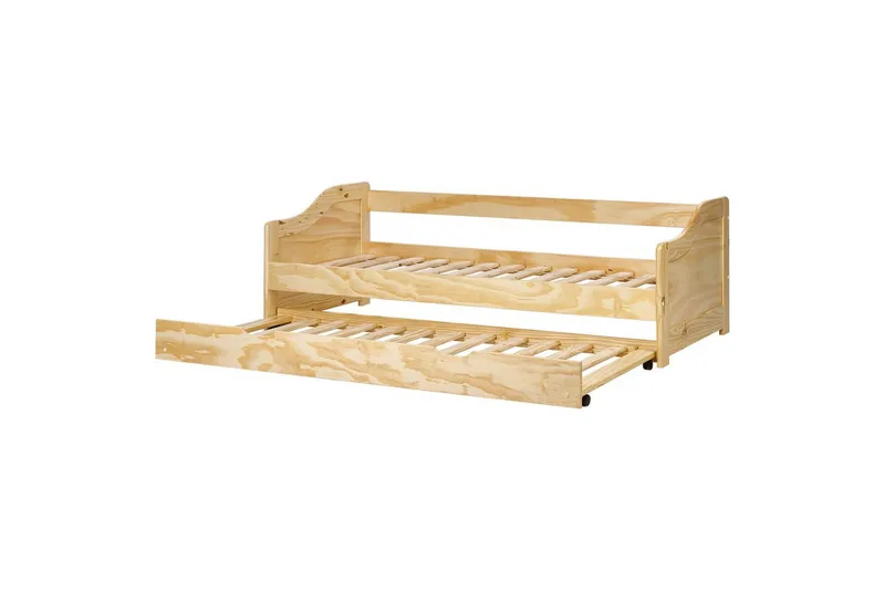 Dagbädd Beliani Luneray med lamellram Ljus Trä Light wood - Møbler - Senger - Gjesteseng & ekstraseng - Uttrekkbar seng