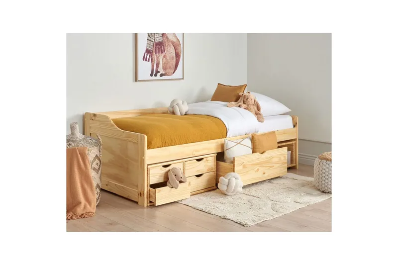 Dagbädd Beliani Royville med förvaring Ljus Trä Light wood - Møbler - Sofaer - Dagsenger