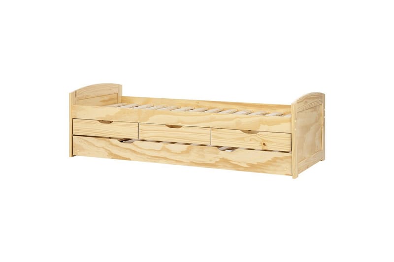 Dagbädd Beliani Petiville med lamellram Ljus Trä Light wood - Møbler - Senger - Gjesteseng & ekstraseng - Uttrekkbar seng