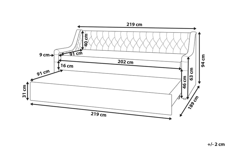 Dagseng 90 x 200 cm fløyel grå MONTARGIS - Grå - Møbler - Sofaer - Dagsenger