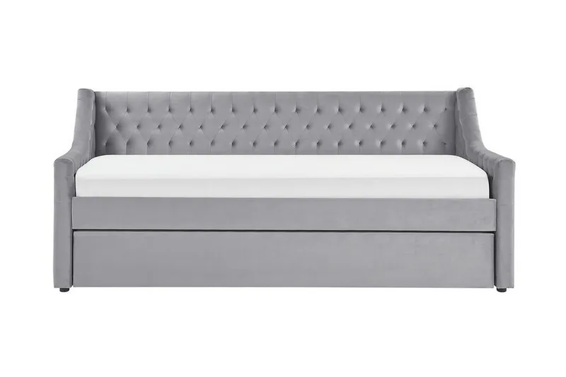 Dagseng 90 x 200 cm fløyel grå MONTARGIS, Grå