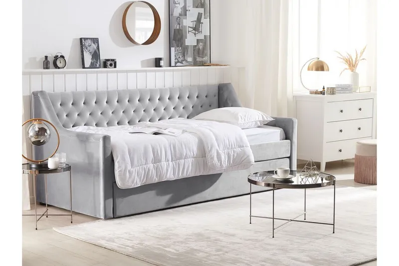 Dagseng 90 x 200 cm fløyel grå MONTARGIS - Grå - Møbler - Sofaer - Dagsenger