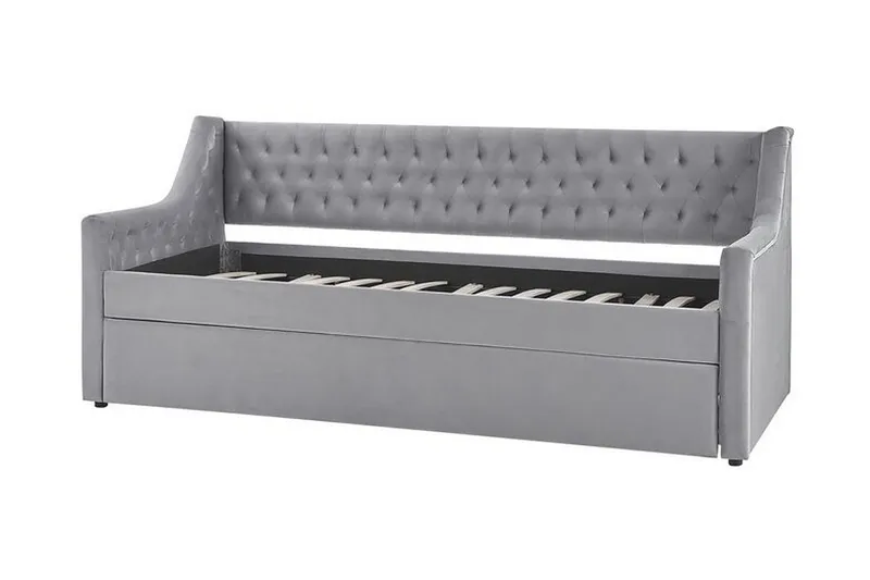 Dagseng 90 x 200 cm fløyel grå MONTARGIS - Grå - Møbler - Sofaer - Dagsenger