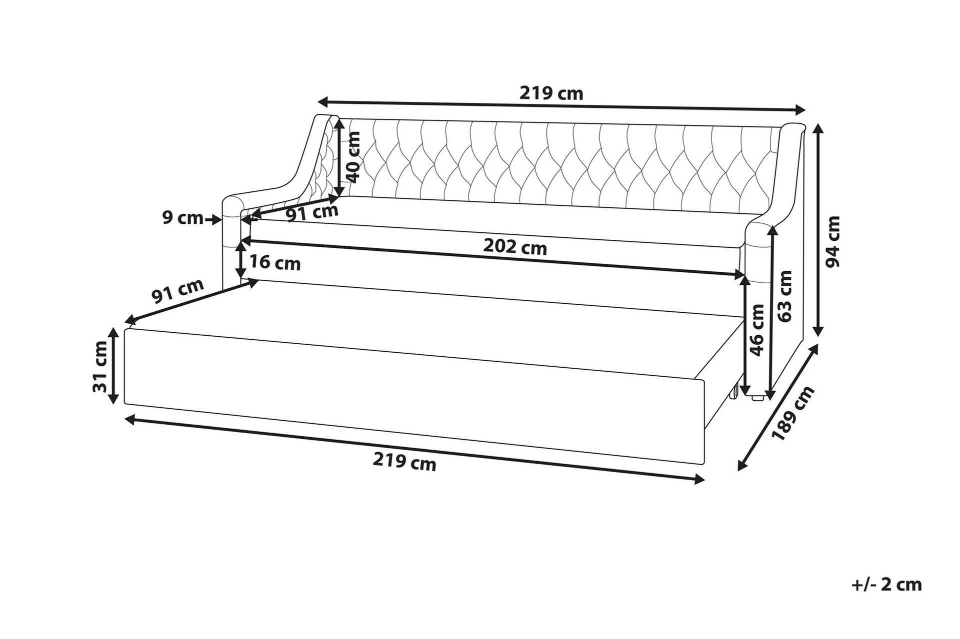 Dagseng 90 x 200 cm fløyel rosa MONTARGIS - Rosa - Møbler - Sofaer - Dagsenger