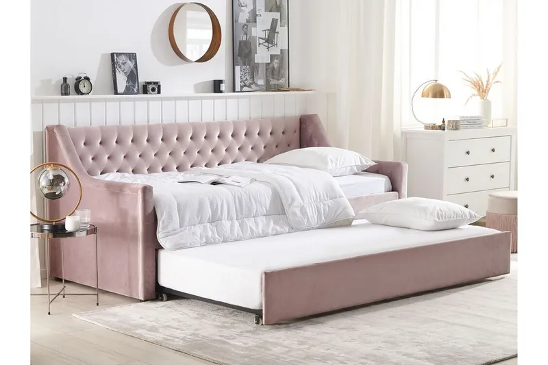 Dagseng 90 x 200 cm fløyel rosa MONTARGIS - Rosa - Møbler - Sofaer - Dagsenger