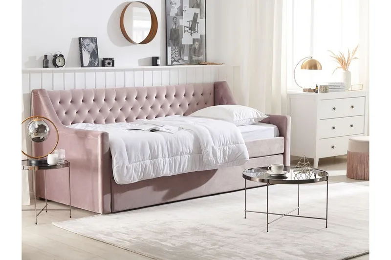 Dagseng 90 x 200 cm fløyel rosa MONTARGIS - Rosa - Møbler - Sofaer - Dagsenger
