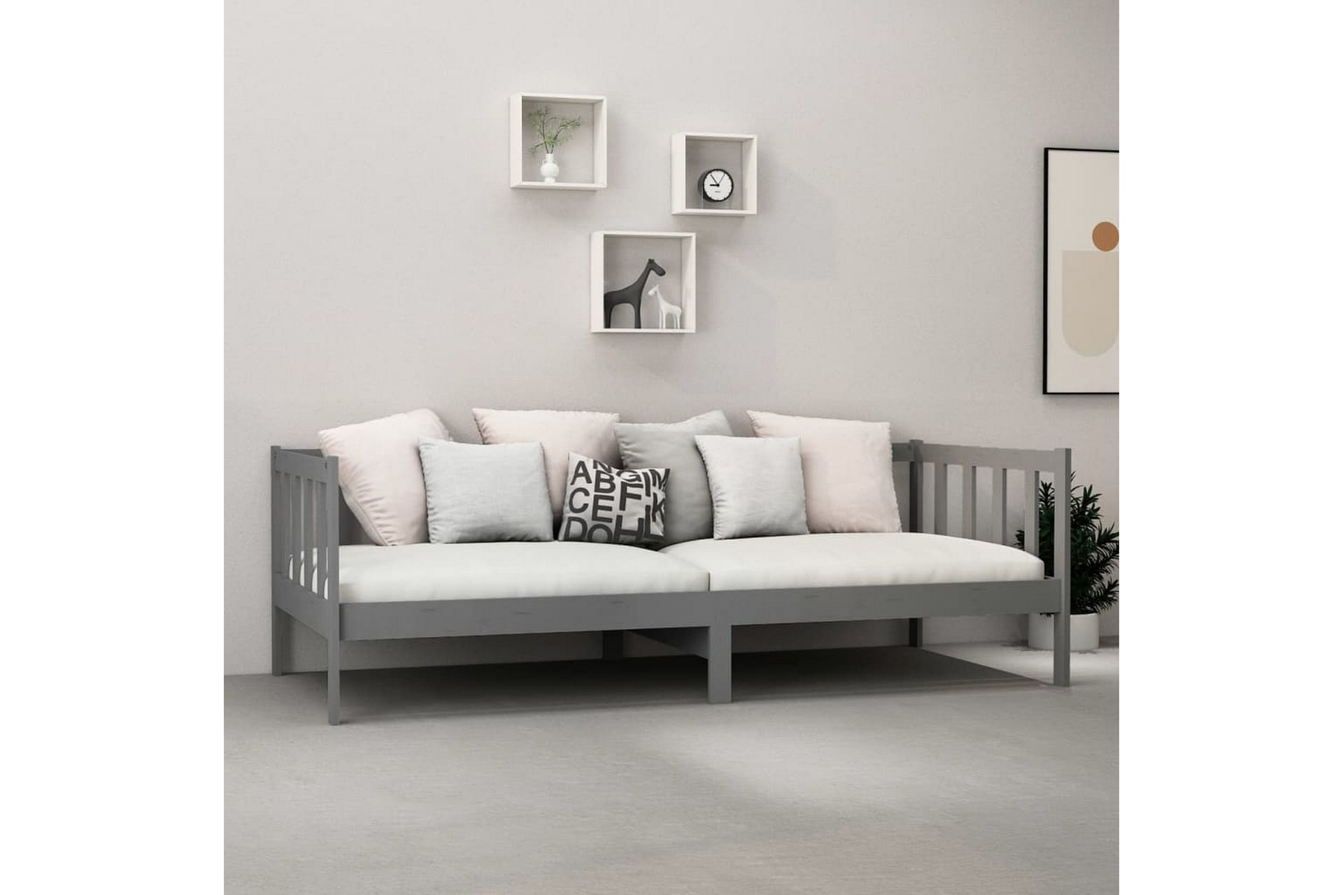Dagseng grå heltre furu 90x200 cm - Grå - Møbler - Sofaer - Dagsenger