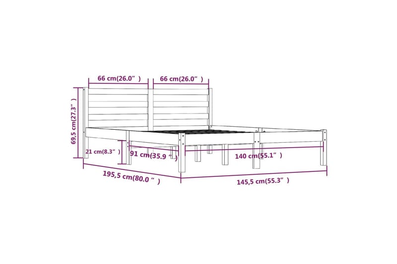 Dagseng heltre furu 140x190 cm hvit - Hvit - Dagsenger