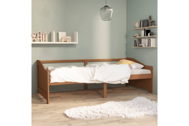 Sengeramme 3 seter heltre furu 90x200 cm honningbrun - Brun - Møbler - Sofaer - Dagsenger