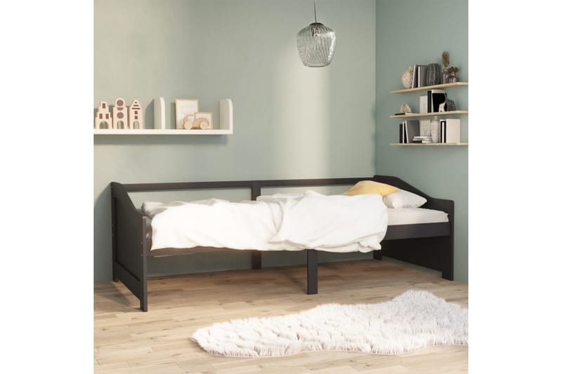 Sengeramme 3 seter heltre furu 90x200 cm mørkegrå - Grå - Møbler - Sofaer - Dagsenger