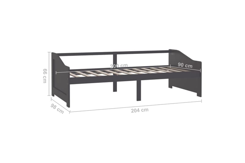 Sengeramme 3 seter heltre furu 90x200 cm mørkegrå - Grå - Dagsenger