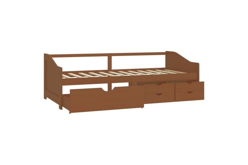 Sengeramme 3 seter med skuffer heltre furu 90x200 cm honning - Brun - Dagsenger