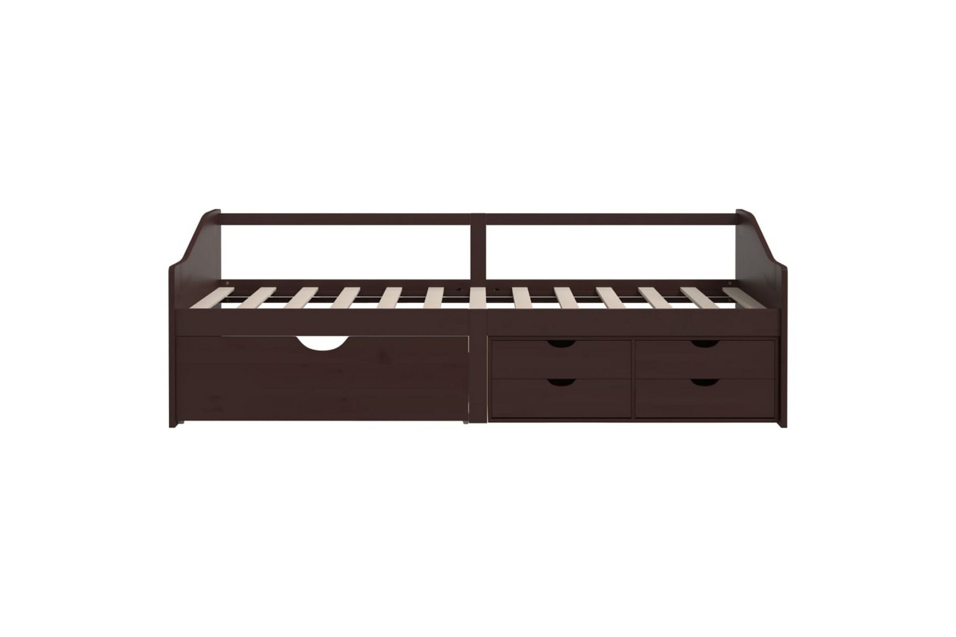 Sengeramme 3 seter med skuffer heltre furu 90x200 cm mørkebr - Brun - Møbler - Sofaer - Dagsenger