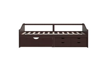 Sengeramme 3 seter med skuffer heltre furu 90x200 cm mørkebr - Brun - Møbler - Sofaer - Dagsenger