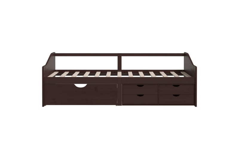 Sengeramme 3 seter med skuffer heltre furu 90x200 cm mørkebr - Brun - Møbler - Sofaer - Dagsenger