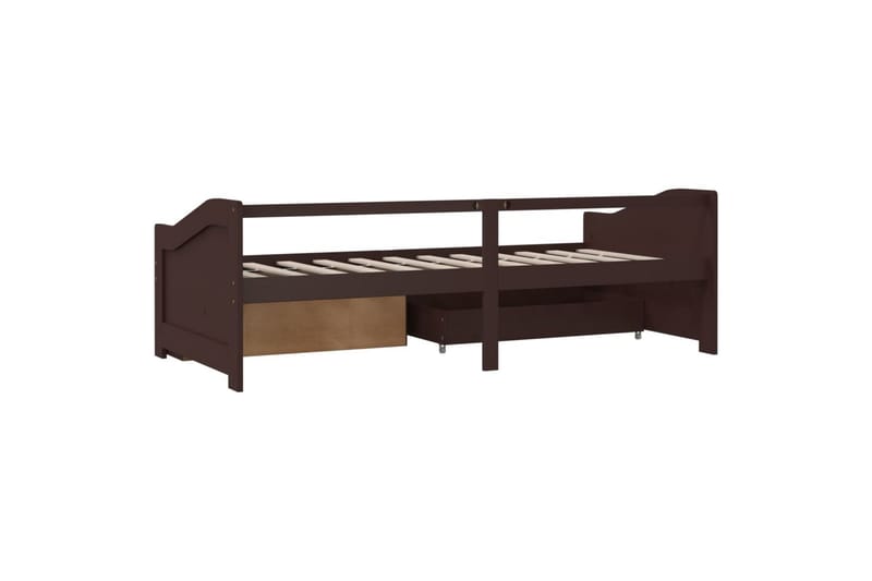 Sengeramme 3 seter med skuffer heltre furu 90x200 cm mørkebr - Brun - Møbler - Sofaer - Dagsenger