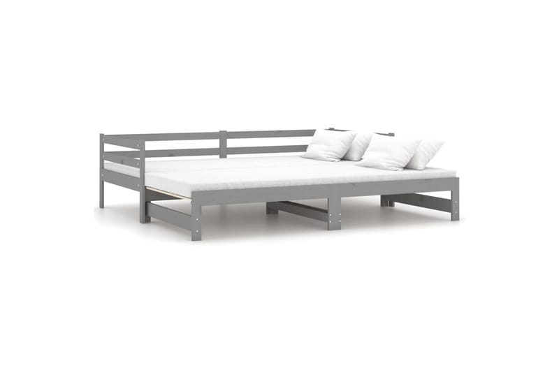 Uttrekkbar dagseng grå heltre furu 2x(90x200) cm - Grå - Møbler - Sofaer - Dagsenger