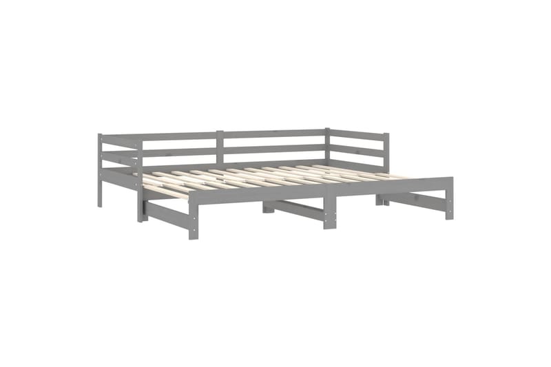 Uttrekkbar dagseng grå heltre furu 2x(90x200) cm - Grå - Møbler - Sofaer - Dagsenger