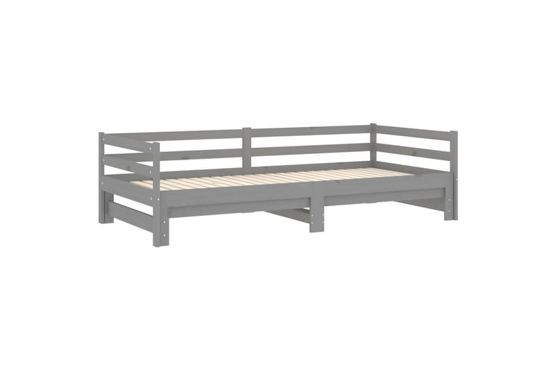 Uttrekkbar dagseng grå heltre furu 2x(90x200) cm - Grå - Møbler - Sofaer - Dagsenger