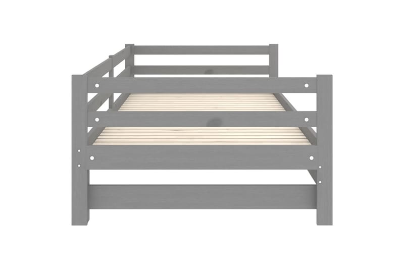 Uttrekkbar dagseng grå heltre furu 2x(90x200) cm - Grå - Møbler - Sofaer - Dagsenger