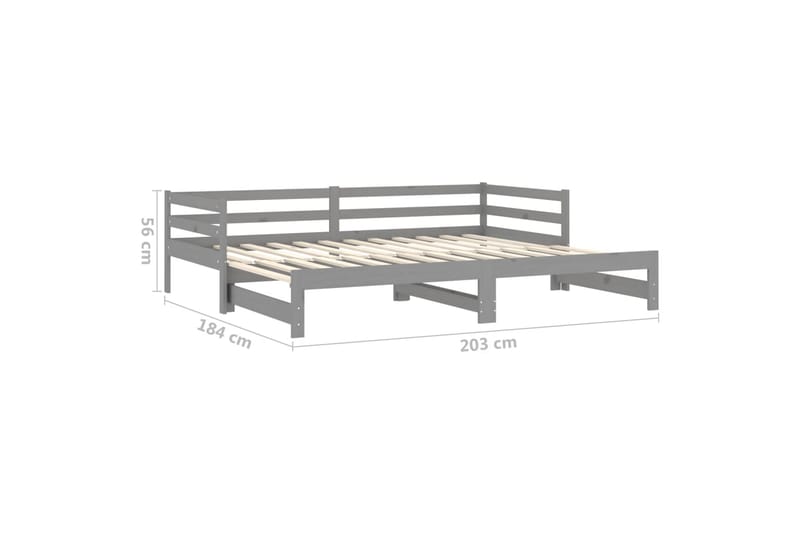Uttrekkbar dagseng grå heltre furu 2x(90x200) cm - Grå - Møbler - Sofaer - Dagsenger