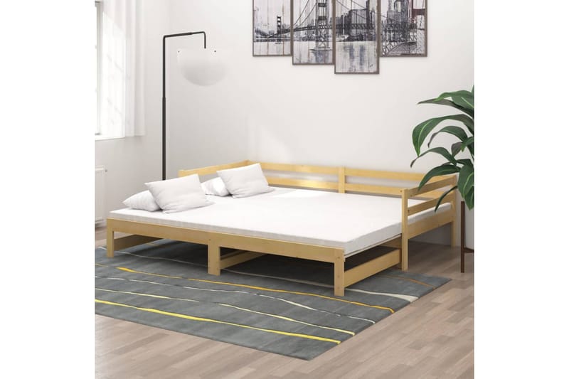 Uttrekkbar dagseng heltre furu 2x(90x200) cm - Brun - Møbler - Sofaer - Dagsenger