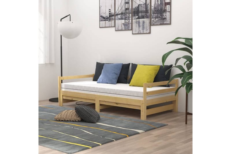 Uttrekkbar dagseng heltre furu 2x(90x200) cm - Brun - Møbler - Sofaer - Dagsenger