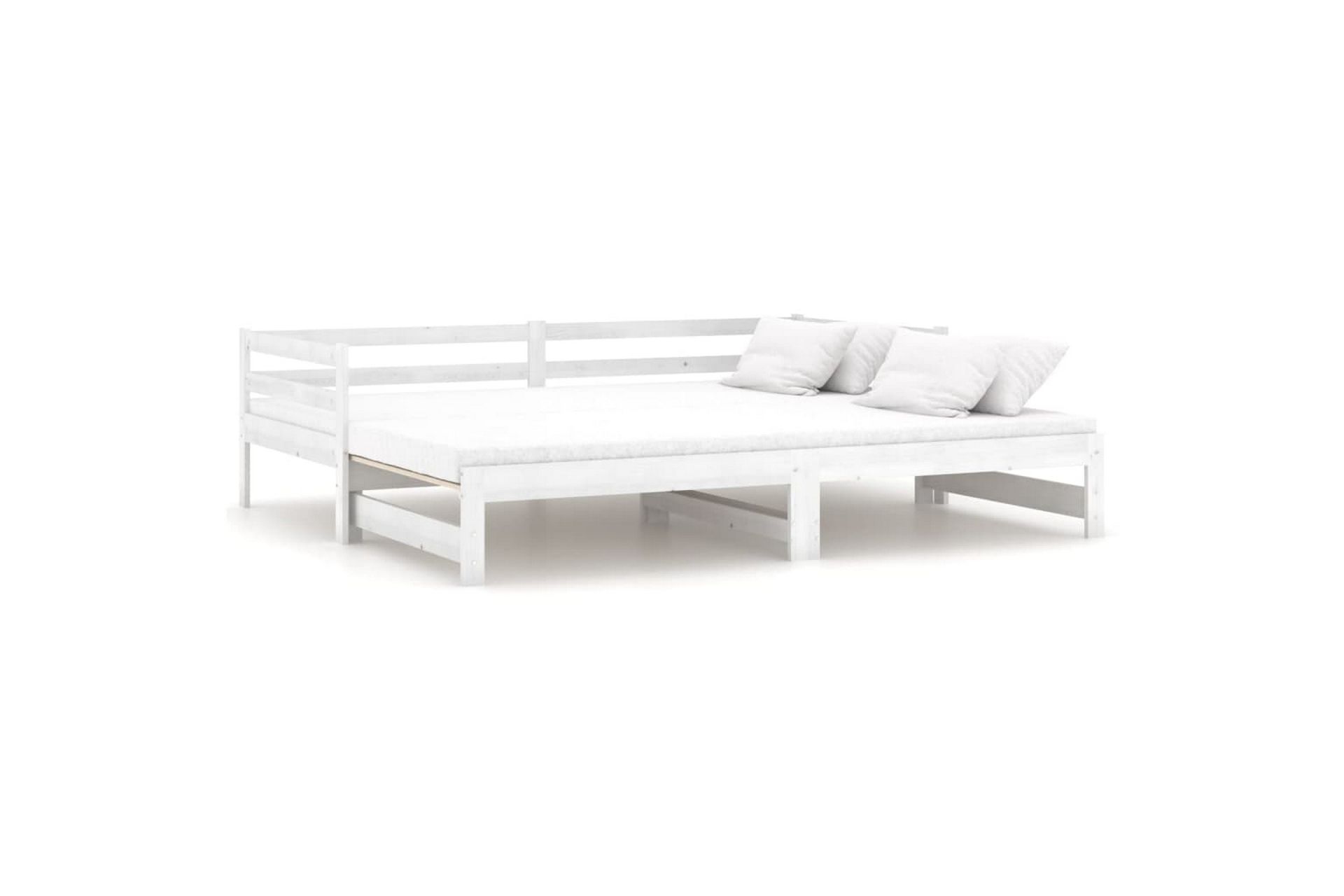 Uttrekkbar dagseng hvit heltre furu 2x(90x200) cm - Hvit - Møbler - Sofaer - Dagsenger