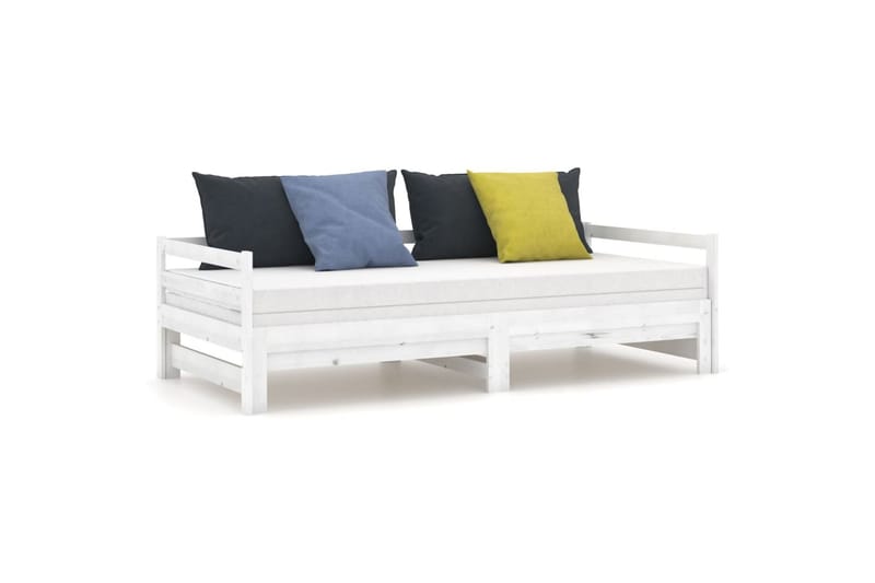 Uttrekkbar dagseng hvit heltre furu 2x(90x200) cm - Hvit - Møbler - Sofaer - Dagsenger