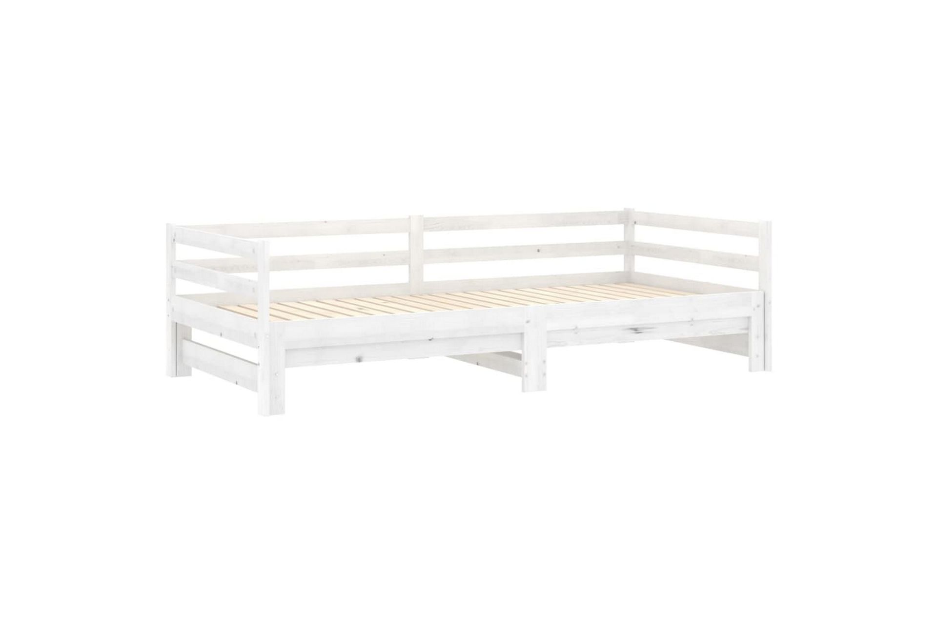 Uttrekkbar dagseng hvit heltre furu 2x(90x200) cm - Hvit - Møbler - Sofaer - Dagsenger