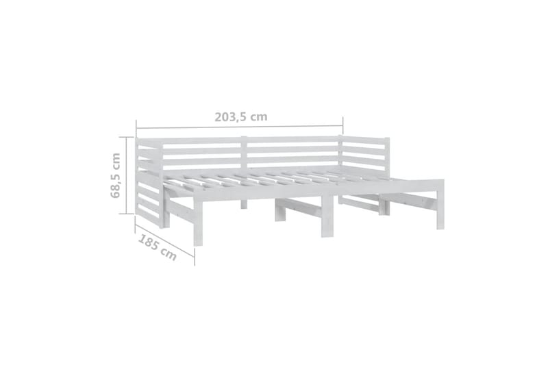 Uttrekkbar dagseng hvit heltre furu 2x(90x200) cm - Hvit - Dagsenger