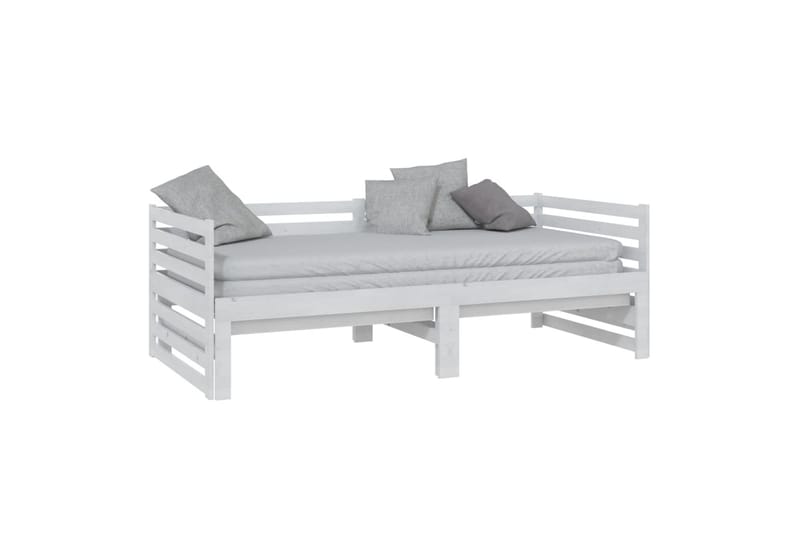 Uttrekkbar dagseng hvit heltre furu 2x(90x200) cm - Hvit - Møbler - Sofaer - Dagsenger