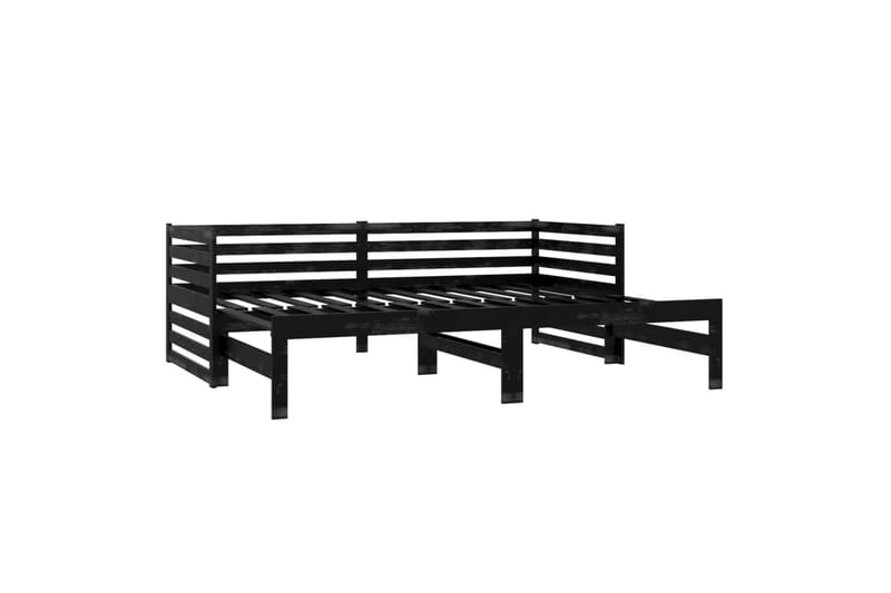 Uttrekkbar sengeramme svart heltre furu 2x(90x200) cm - Svart - Møbler - Sofaer - Dagsenger