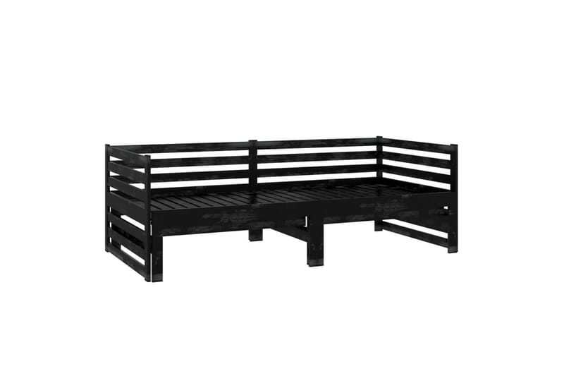 Uttrekkbar sengeramme svart heltre furu 2x(90x200) cm - Svart - Møbler - Sofaer - Dagsenger