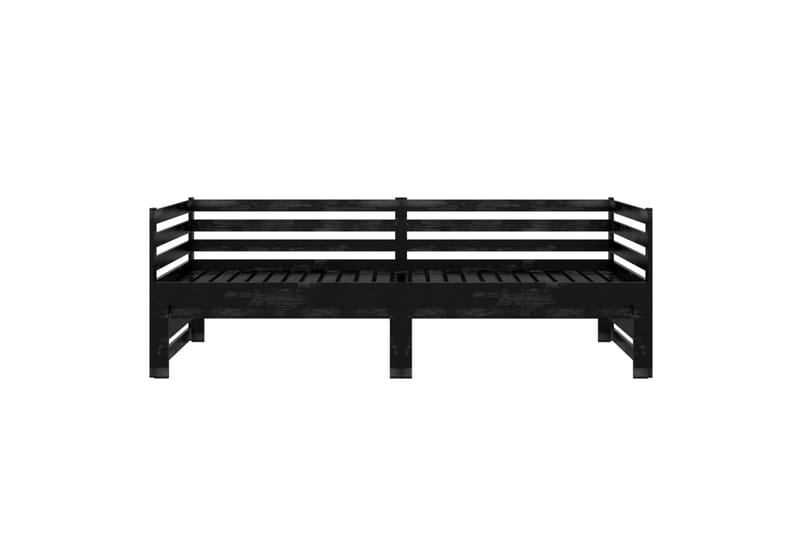 Uttrekkbar sengeramme svart heltre furu 2x(90x200) cm - Svart - Dagsenger