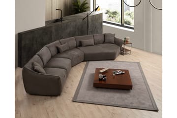 Damor 5-seter L-formet Buet Sofa i Fløyel - Brun - Møbler - Sofaer