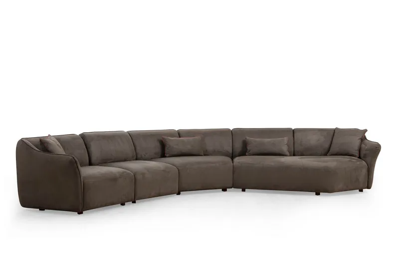 Damor 5-seter L-formet Buet Sofa i Fløyel, Brun