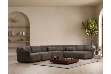 Damor 5-seter L-formet Buet Sofa i Fløyel - Brun - Møbler - Sofaer