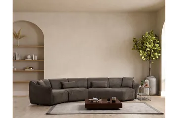 Damor 5-seter L-formet Buet Sofa i Fløyel - Brun - Møbler - Sofaer