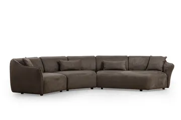 Damor 5-seter L-formet Buet Sofa i Fløyel - Brun - Møbler - Sofaer