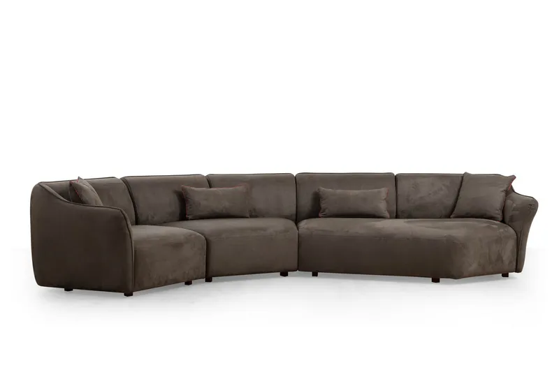 Damor 5-seter L-formet Buet Sofa i Fløyel, Brun
