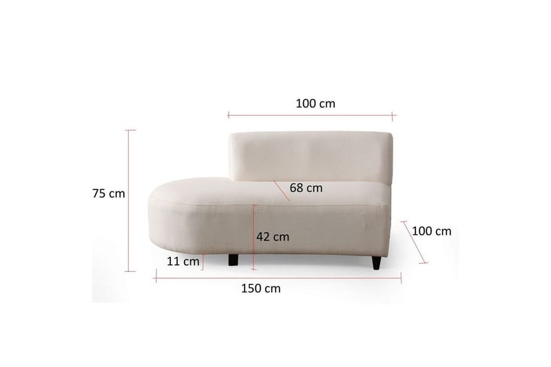 Dariya Svängd Sofa 3-sits - Krem - Møbler - Sofaer - Sofa 3 seter