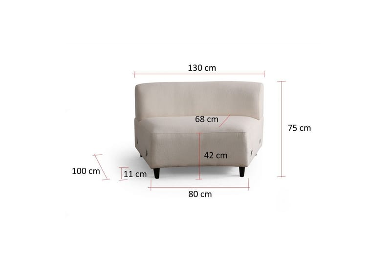 Dariya Svängd Sofa 3-sits - Krem - Møbler - Sofaer - Sofa 3 seter