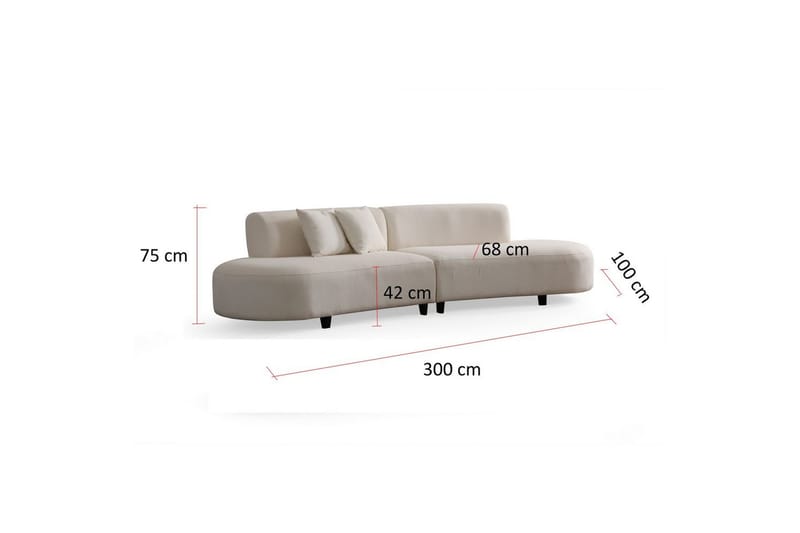 Dariya Svängd Sofa 3-sits - Krem - Møbler - Sofaer - Sofa 3 seter
