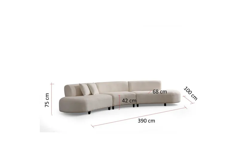 Dariya Svängd Sofa 4-sits - Krem - Møbler - Sofaer - 4 seter sofa