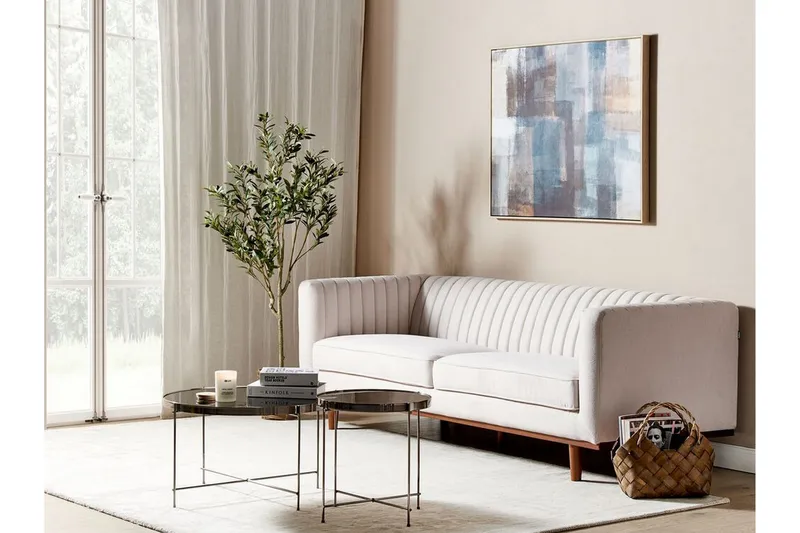 Daymian Sofa 3-seter - Beige/Mørkt tre - Møbler - Sofaer - Sofa 3 seter